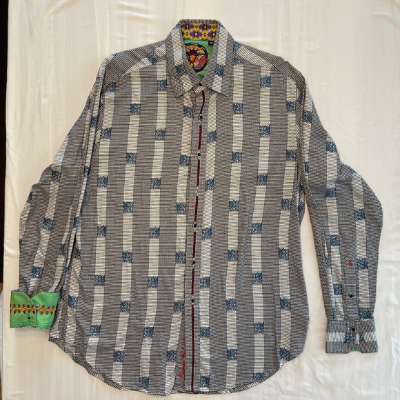 Robert Graham checkered Black and Blue Casual Button Down Shirt - Picture 1 of 2